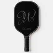 Initiaal Gepersonaliseerde Elegant Zwart Grijs Mon Pickleball Paddle (Voorkant)