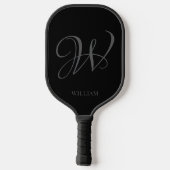 Initiaal Gepersonaliseerde Elegant Zwart Grijs Mon Pickleball Paddle (Achterkant)