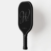 Initiaal Gepersonaliseerde Elegant Zwart Grijs Mon Pickleball Paddle (Links)