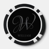 Initiaal Gepersonaliseerde Elegant Zwart Grijs Mon Poker Chips (Achterkant)