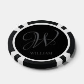 Initiaal Gepersonaliseerde Elegant Zwart Grijs Mon Poker Chips (Enkel)