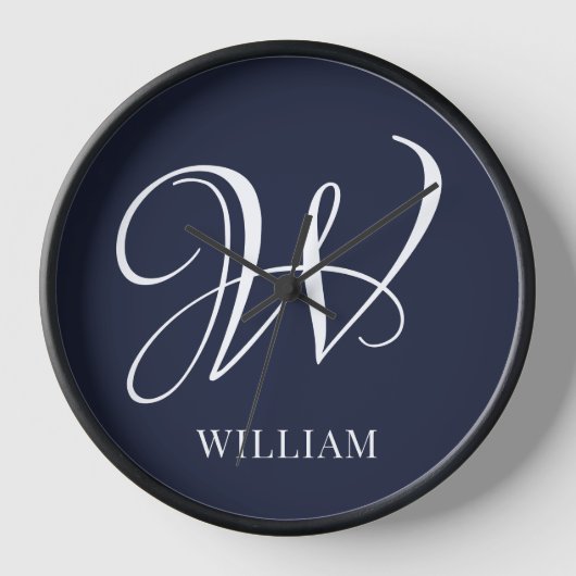 Initiaal Gepersonaliseerde Elegante Navy Blue Mono (Voorkant)