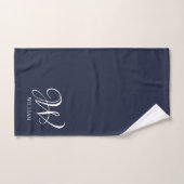 Initiaal Gepersonaliseerde Elegante Navy Blue Mono Bad Handdoek (Handdoek)