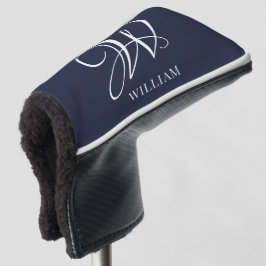 Initiaal Gepersonaliseerde Elegante Navy Blue Mono Golfheadcover