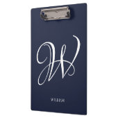Initiaal Gepersonaliseerde Elegante Navy Blue Mono Klembord (Links)