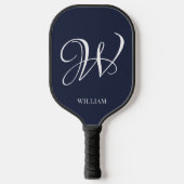 Initiaal Gepersonaliseerde Elegante Navy Blue Mono Pickleball Paddle (Voorkant)