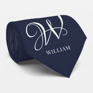 Initiaal Gepersonaliseerde Elegante Navy Blue Mono Stropdas