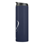 Initiaal Gepersonaliseerde Elegante Navy Blue Mono Thermosbeker (Geroteerd rechts)