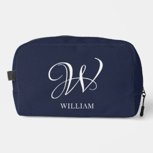Initiaal Gepersonaliseerde Elegante Navy Blue Mono Toilettasje