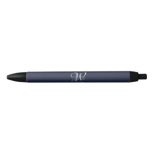 Initiaal Gepersonaliseerde Elegante Navy Blue Mono Zwarte Inkt Pen