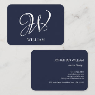 Initiaal gepersonaliseerde elegante Navy BlueMonog Visitekaartje