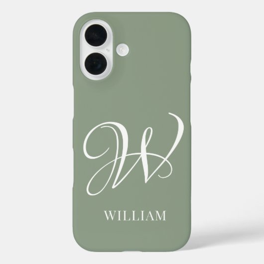 Initiaal Gepersonaliseerde Elegante Sage Groene Mo Case-Mate iPhone Case (Achterkant)