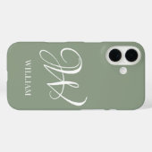 Initiaal Gepersonaliseerde Elegante Sage Groene Mo Case-Mate iPhone Case (Achterkant (horizontaal))