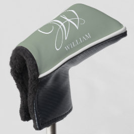 Initiaal Gepersonaliseerde Elegante Sage Groene Mo Golfheadcover