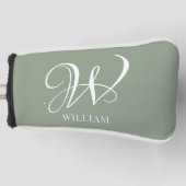 Initiaal Gepersonaliseerde Elegante Sage Groene Mo Golfheadcover (Voorkant)