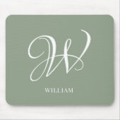 Initiaal Gepersonaliseerde Elegante Sage Groene Mo Muismat (Voorkant)