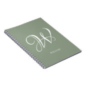 Initiaal Gepersonaliseerde Elegante Sage Groene Mo Notitieboek (Rechterzijde)
