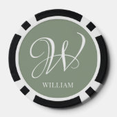 Initiaal Gepersonaliseerde Elegante Sage Groene Mo Poker Chips (Achterkant)