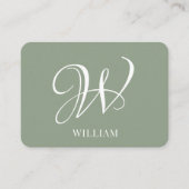 Initiaal Gepersonaliseerde Elegante Sage Groene Mo Visitekaartje (Voorkant)