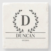 Initiaal Gepersonaliseerde Trouwcadeau Pas getrouw Stenen Onderzetter (Voorkant)