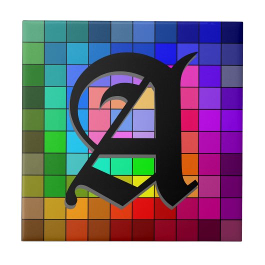 Initiaal Glas in lood Kleurenchips Keramisch tegel Tegeltje (Voorkant)