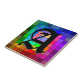 Initiaal Glas in lood Kleurenchips Keramisch tegel Tegeltje (Zijkant)