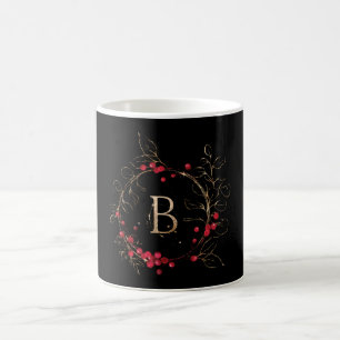 Initiaal Glitter Letter B Holly Eucalyptus Holiday Koffiemok