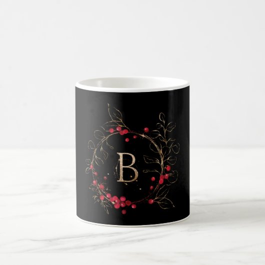 Initiaal Glitter Letter B Holly Eucalyptus Holiday Koffiemok (Center)