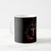 Initiaal Glitter Letter T Holly Eucalyptus Holiday Koffiemok (Voorkant links)