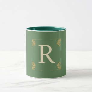 Initiaal Groen Gouden Monogram Gepersonaliseerde K Mok
