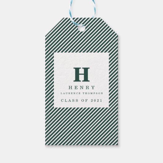 INITIAAL groene GRADUATION Party GIFT-LABELS Cadeaulabel (Voorkant)