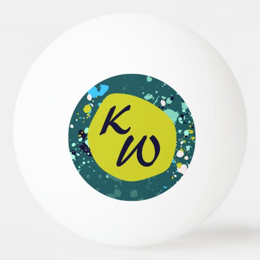 Initiaal Groene verfplaat koelen Pingpongbal (Voorkant)