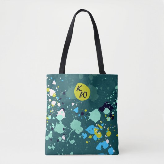 Initiaal Groene verfplaat koelen Tote Bag (Voorkant)