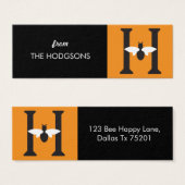 Initiaal H Bee Happy Skinny Custom Gift Labels Mini Visitekaartjes (Voorkant /achterkant)