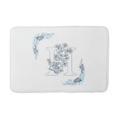 Initiaal "H" Blauw Monogram Kalm Bloemen Badmat (Voorkant)