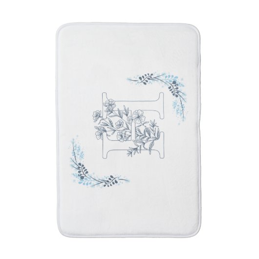 Initiaal "H" Blauw Monogram Kalm Bloemen Badmat (Voorkant Verticaal)