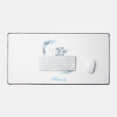 Initiaal "H" Blauw Monogram Kalm Bloemen Bureaumat (Keyboard & Muis)