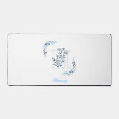 Initiaal "H" Blauw Monogram Kalm Bloemen Bureaumat (Voorkant)
