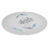 Initiaal "H" Blauw Monogram Kalm Bloemen Snijplank (Hoek)