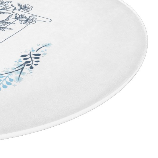 Initiaal "H" Blauw Monogram Kalm Bloemen Snijplank (Hoek)