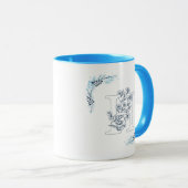 Initiaal "H" Blauw Monogram Kalme Bloemenkoffie Mok (Voorkant rechts)