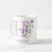 Initiaal H en de naam Harper met Flowers Koffiemok (Voorkant links)