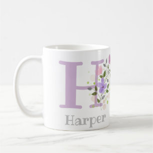 Initiaal H en de naam Harper met Flowers Koffiemok