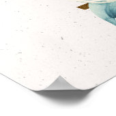 Initiaal H Golden en Blue Floral Monogram Poster (Hoek)