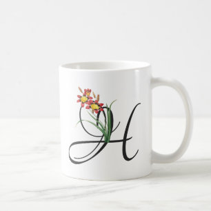 Initiaal H,  Harlequin Flower Coffee Mok
