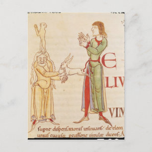 Initiaal "H" in de vorm van twee juryleden Briefkaart