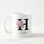 Initiaal H Monogram Bloembloem Roze Rozen Mok (Links)