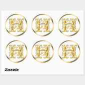 Initiaal H ronde Sticker in goud (Vel)