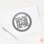 Initiaal H Ronde Sticker in Zilver (Envelop)