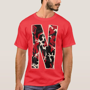 Initiaal hoofdletter N Camo Alphabet Gift Women T-shirt